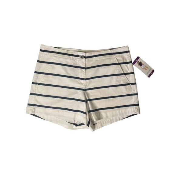 Nautica New White and Blue Striped Shorts With Pockets Size 14 Preppy Nautical - Picture 1 of 10